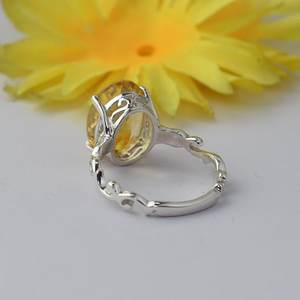 แหวนพลอยซิทรินทรงรีสีเงินแท้925วงแหวนดีไซน์โดดเด่นสำหรับงานแต่งงานของผู้หญิงงานหมั้นครบรอบวันเกิด - Product Image 6