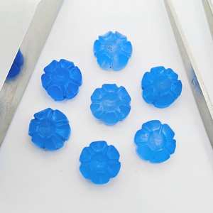 พลอยบลูคาลเซโดนีแกะสลักลายดอกไม้ 100% ธรรมชาติ ขนาด 12 มม. สำหรับงานฝีมือเครื่องประดับ 2 ถึง 5 ชิ้น - Product Image 1