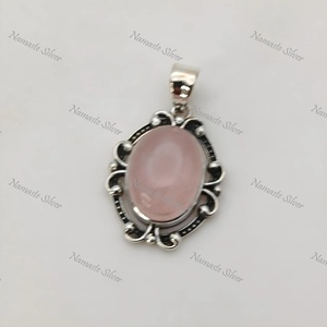 จี้โรสควอตซ์, ล็อกเก็ตเงินสเตอร์ลิง, เครื่องประดับโบโฮทำมือ - Product Image 6