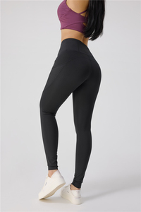 Venta directa de fábrica Pantalones de control de barriga Entrenamiento Fitness para mujeres Correr Pantalones de Yoga de cintura alta elásticos de 4 vías con Pock - Product Image 4