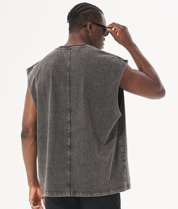 OEM Logo personnalisé high street extérieur lavé débardeur hommes lavé vintage tshirt gilet sans manches streetwear hipster débardeur - Product Image 6