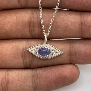 Tanzanite Pierre Oeil Conception Pendentif En Argent Sterling 925 Hip Hop Charme Femmes Fille Anniversaire Cadeau De Mariage - Product Image 3
