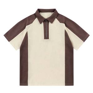 Alta calidad de algodón pesado diseño personalizado contraste de color cuarto de cremallera ropa de hombre polos lisos de gran tamaño OEM - Product Image 1