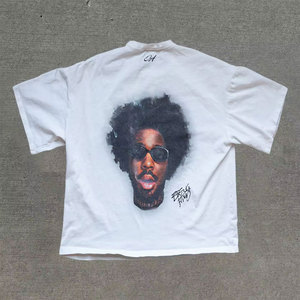Camiseta Negra para Hombre, Manga Corta, Corte Regular, Estampado de Portada de Álbum, Cuello Redondo Informal, Algodón Jersey - Product Image 3