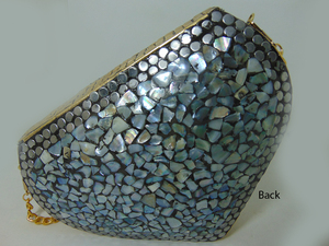 Lowellcraft.com Mosaic Stone & Metal <b>Frame</b> Cosmetic & Mobile Phone Holder Wedding Bag Party Handbag Stylish Ladies Box Clutch - Product Image 2
