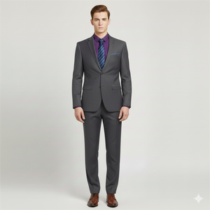 High End <b>Men's</b> Italian Style Business Casual 2-Piece <b>Blue</b> Navy Formal Pants Suits Double Breasted Anti-Wrinkle Viscose/Polyester - Product Image 4