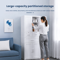 Armoire de rangement en plastique de 58 cm de large, double porte, organisateur de placard, unité de rangement multi-niveaux pour vêtements