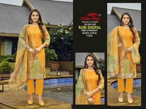 Ensemble de pantalons kurti et romains imprimés numériquement de style traditionnel de designer avec tissu mijoter Dupatta fabriqué par Export - Product Image 2