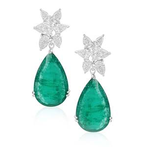 Fashion Drop Earrings Emerald Green Statement Jewelry - Product Image 1