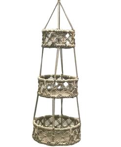 Ourwarm — panier suspendu en corde de coton tissée naturelle, panier décoratif à 3 niveaux pour la maison et le jardin - Product Image 1