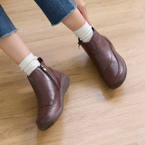 [JSHOE] Botines de Mujer de Piel Auténtica con Forro Cálido, Tacón de 4 cm, Botas Cortas de Invierno Cómodas - Product Image 5