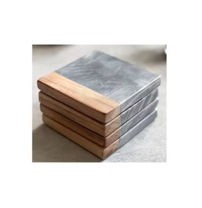 Dessous de verre élégant en marbre et en bois avec vernis naturel pour les restaurants, les hôtels et les restaurants avec une forme carrée. - Product Image 3