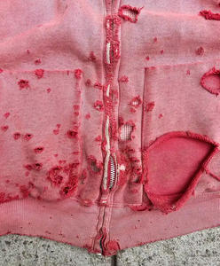 HG2000 OEM Double Zip Patch Vintage Y2K Hiver Sun Faded Streetwear Oversize Distressed Zip Up Acid Wash Hoodie - Product Image 5