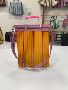 Sacs de shopping extra-larges, durables, en nylon recyclé, tissés, écologiques, réutilisables, à rayures, avec poignées, personnalisables, fermeture éclair - Product Image 1