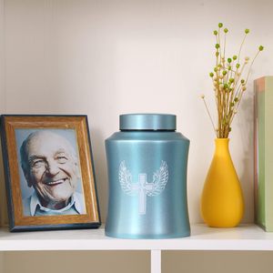 โกศต้นไม้แห่งชีวิตสําหรับเถ้ามนุษย์ - โกศเผาศพผู้ใหญ่สําหรับงานศพ ฝังศพหรือที่บ้าน - โกศข้าม (160 ลูกบาศก์นิ้ว สีฟ้า(Cross)) - Product Image 5