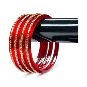 Best Selling Trendy Shiny <b>Red</b> Acrylic Imitation Pearl Bangle Wedding Stacking Ready to Ship for Women - Product Image 3