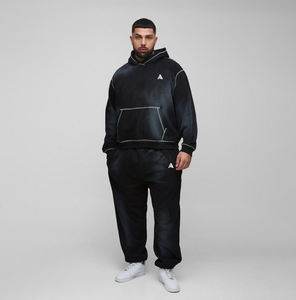 Conjuntos Deportivos Unisex Casuales de Algodón 100% Transpirable con Logotipo Personalizado, Sudaderas con Capucha y Pantalones Deportivos Extra Grandes para Hombre - Product Image 1