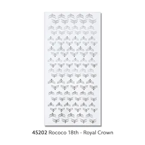 Rococo 18th #45202 Royal Crown Gold silver foil Line nail stickers Luxury point Decoration finger 3d emboss Korea style oem odm