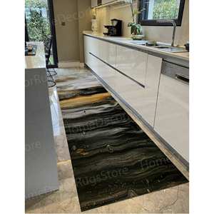 Tapis moderne imprimé à motif abstrait gris, lavable en machine, brillant, tapis gobelin - Product Image 5