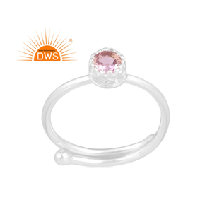 Anillo apilable de piedras preciosas de amatista Rosa Natural de plata de ley fina de la mejor calidad, fabricante de joyería personalizada - Product Image 1