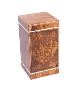 Urnes en bois à motif floral en forme de cœur fabriquées à la main pour cendres humaines Urne de crémation en forme de papillon pour adultes (250 lb-fleur en palissandre) - Product Image 2