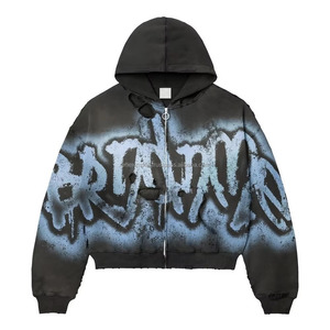 Custom Unisex Vintage Zipper-Up Oversized Hoodie 100% Cotton Heavyweight 400gsm Fleece Embroidered Digital Printing Winter Plain - Product Image 5