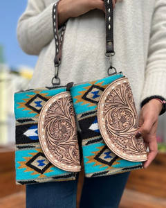 กระเป๋าคลัทช์หนังแฮนด์เมด aztec tooled คุณภาพสูงมีสไตล์สำหรับผู้หญิงกระเป๋าสตางค์แรงบันดาลใจจากอานผ้าห่มข้อมือ - Product Image 2