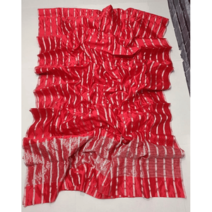 Royal <b>Red</b> Chanderi Pure <b>Silk</b> Saree for Ladies Soft Ethnic Print Festival & Party Wear - Product Image 1