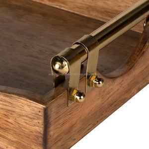 WONDER OVERSEAS Plateau de service en bois de mangue avec poignée en laiton - Product Image 3