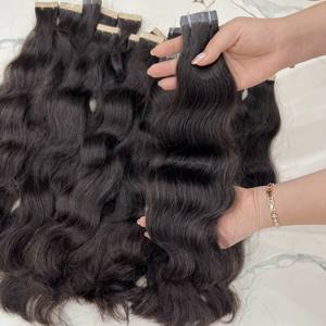 RUBAN DE DONATEUR CRU au CAMBODGE NATUREL WAVE NOIR MEILLEURE VENTE Extensions de Cheveux Humains Vierges Remy Fumi Style Machine Double Trame - Product Image 4