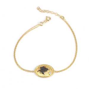 925 Sterling Silver Leaf Pattern Chain <b>Bracelet</b> Yellow Crystal Crystal <b>Bangles</b> & <b>Bracelets</b> - Product Image 1