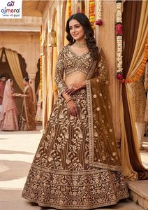 Ajmera Embroidered Organza High Neck Full Sleeve Natural Waist Modern Eco-Friendly Quick Dry Bridal Party Wear Gown - Product Image 2