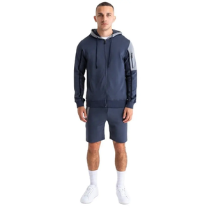 <b>Men</b> Summer 100% Cotton Sweat Jogger <b>Shorts</b> Set <b>Men's</b> High Quality Two Piece Hoodie <b>Short</b> Set - Product Image 1