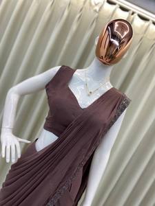 Tendance Prêt à porter Star Georgette Sequin Saree avec Koti et chemisier entièrement cousu Fancy Party Wear Saree Set Fabriqué en Inde - Product Image 6