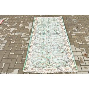 พรมตุรกีขนาด 3.1x6.1 ฟุต ลายดอกไม้สีเขียว พรมวินเทจทำจากขนสัตว์ - Product Image 1