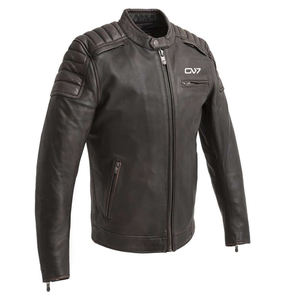 Chaqueta de cuero genuino para hombre de alta calidad | Chaqueta de motociclista OEM personalizada con cremallera y forro - Product Image 1