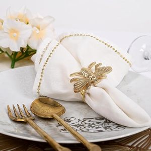 Servilletero de aluminio, servilletero de abeja, redondo servilletero dorado para fiesta, boda, agregue un toque elegante a su mesa de comedor - Product Image 1
