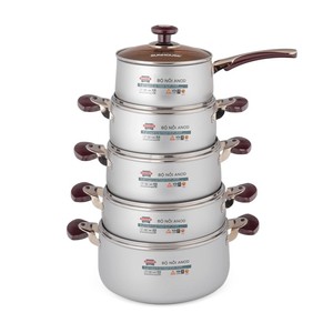 Batterie de cuisine en aluminium anodisé de haute qualité 5 pièces entièrement personnalisée de l'usine du Vietnam - Product Image 1