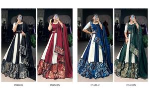 Diseñador puro rayón Lehenga Choli pesado liso e impreso con espejo trabajo encaje Gota Patti para boda invierno y verano desgaste - Product Image 2