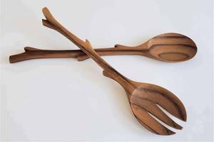 Usine prix de gros hôtel ware ustensiles de cuisine accessoires salade cuillère fourchette ensemble serveur cuillère en bois légumes outils pour cuisine - Product Image 6