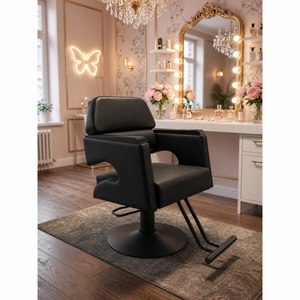 Fauteuil de barbier moderne en similicuir avec pompe hydraulique, base ronde, hauteur réglable, mobilier de salon - Product Image 1