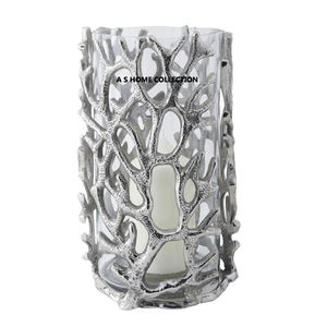 Bougeoir Hurricanes en verre Base en acier inoxydable poli brillant Métal Forme ronde Support décoratif de Noël - Product Image 6