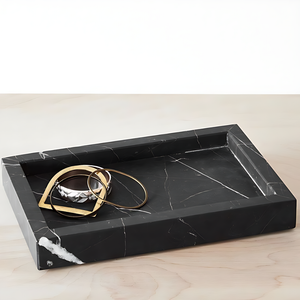 Bandeja de baño Rectangular de mármol hecha a mano, organizador de Perfume de tocador decorativo, exhibición de joyería para habitaciones de Hotel, servicio de té en casa - Product Image 3