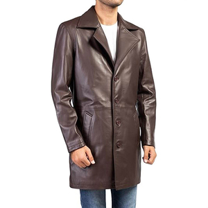 Manteau en cuir véritable authentique de qualité supérieure, disponible dans toutes les couleurs, vêtements d'extérieur pour hommes, veste trench ajustée pour la mode et le style de vie - Product Image 4