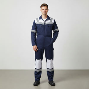 Overol de Trabajo para Hombre, Ligero, de Alta Visibilidad, con Cintas Reflectantes, LED Intermitente, Impermeable, Juego de 5 Piezas, Múltiples Bolsillos Delanteros - Product Image 4