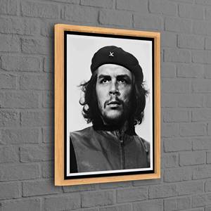 Che Guevara Canvas Print: Iconic Portrait & Famous Quote,Natural <b>Framed</b> - Product Image 1