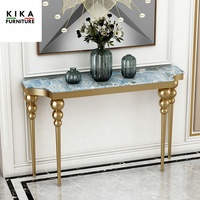 Table d'entrée moderne en acier inoxydable doré, pied de gourde en marbre, Table de Console de couloir pour meubles de salon