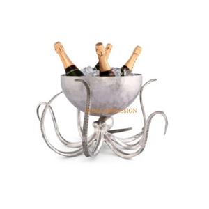 Refroidisseur de vin en métal argenté de la plus grande qualité Refroidisseurs Bar Table de fête Décoratif en aluminium Bouteille de vin Seau Bacs à boissons - Product Image 1