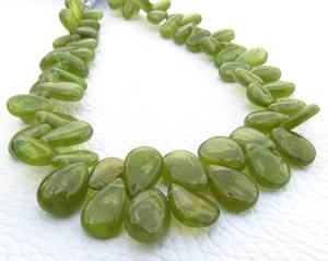 Perles de pierres précieuses Vessonite, 8 brins, 6,5-10 mm, forme poire, 90 carats, vertes, vesuvianite, lisses, polies, pierres précieuses en vrac, 6,5-10 mm, Vessonite - Product Image 2
