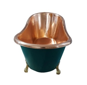 Bañera de cobre puro de Color azul bañera independiente de cobre sólido hecha a mano con artículo decorativo de baño de lujo Vintage elegante para el hogar - Product Image 5